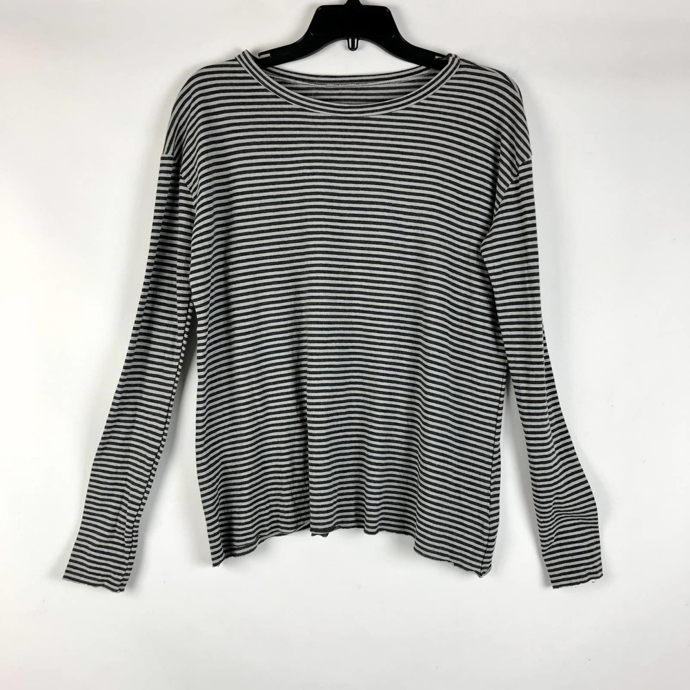 Frank & Eileen Womens Tee Lab Tshirt Top Small Grey Dime Stripe Long Sleeve NWOT